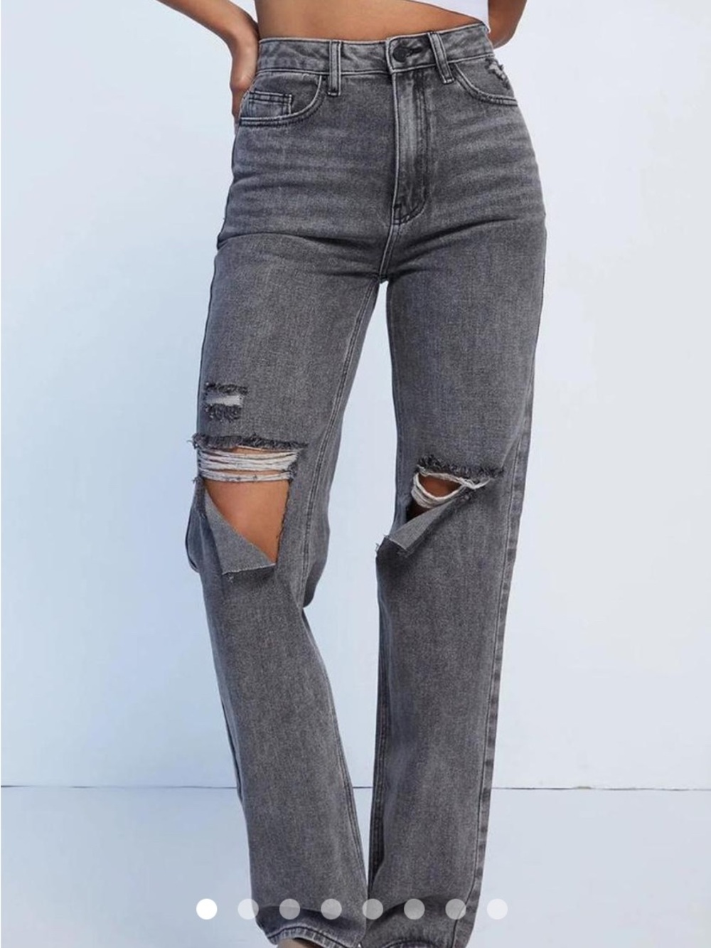 PacSun 90s Boyfriend Jeans Size 23 Washed Black Ripped Distressed High Rise